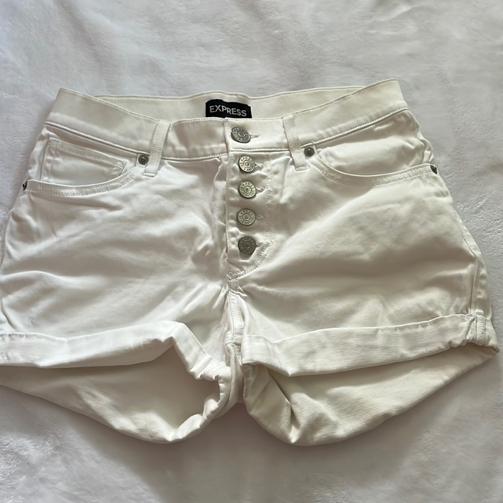 White Express High Waist Shorts